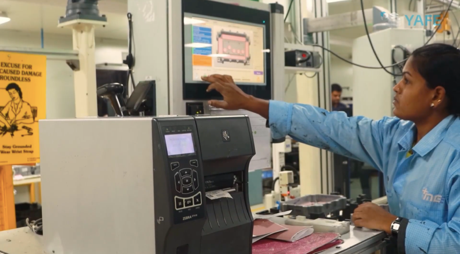 MES manufacturing execution system — real Mahindra Power Electronics assembly line deployment screenshot showing dashboard